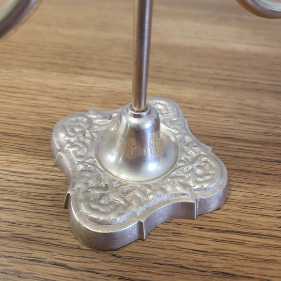 Vintage MCM Brass Floral 3 Arm Candle Holder Candelabra - Picture 4 of 11